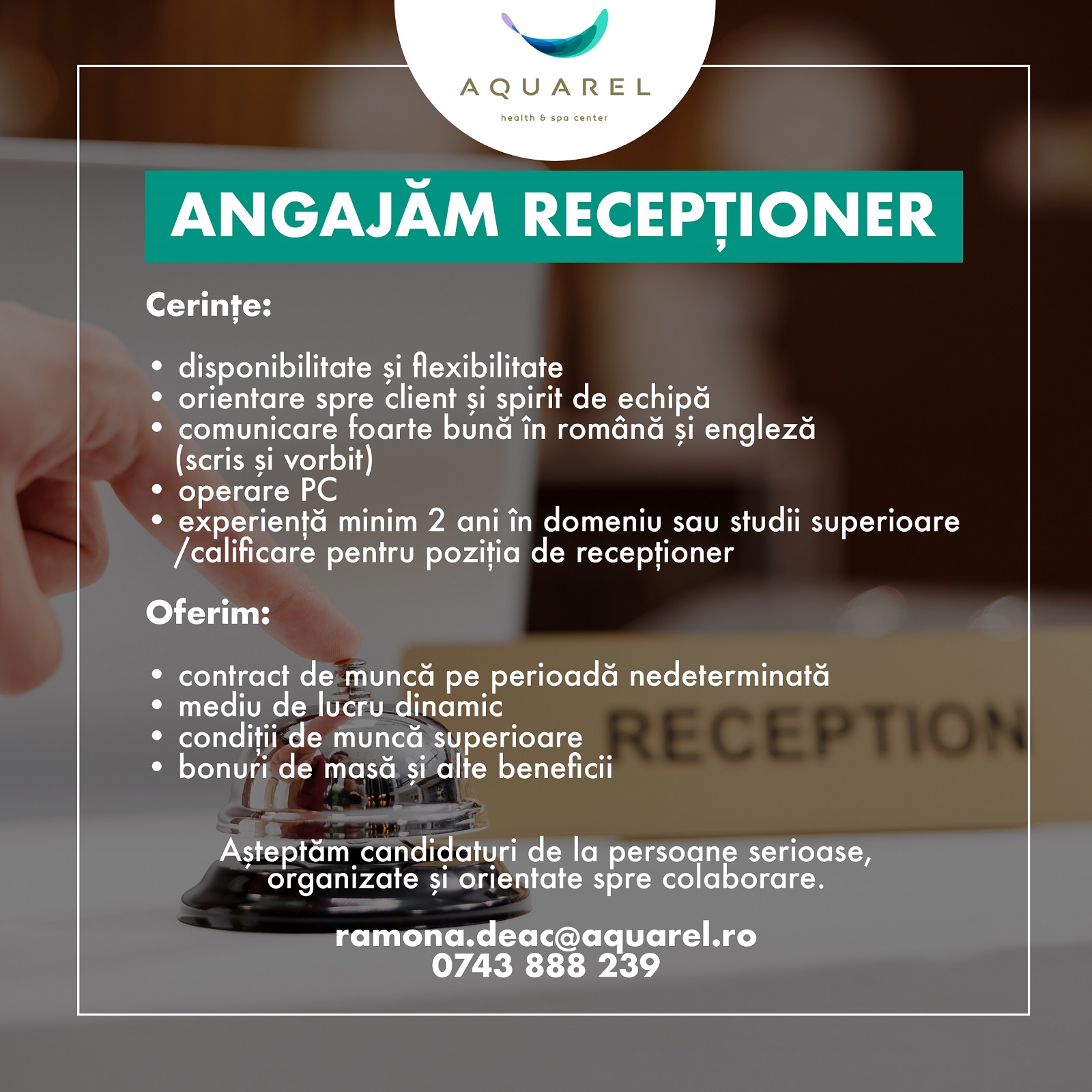 Angajare recepționer